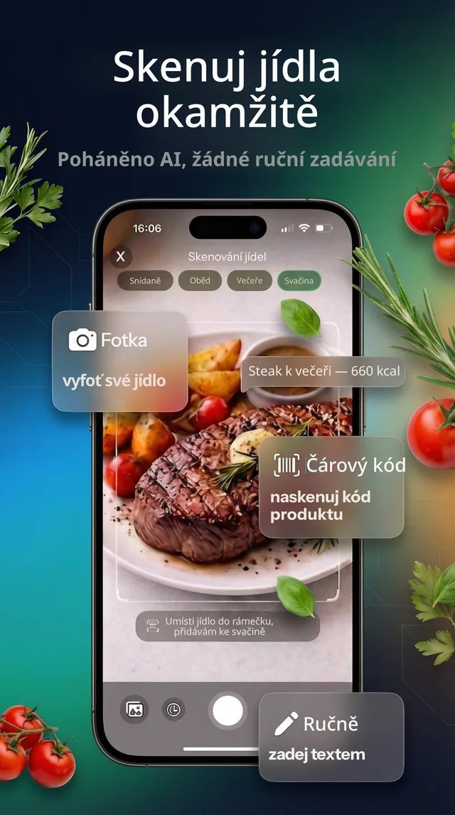 Kaloria App Store screenshot rendered in Čeština